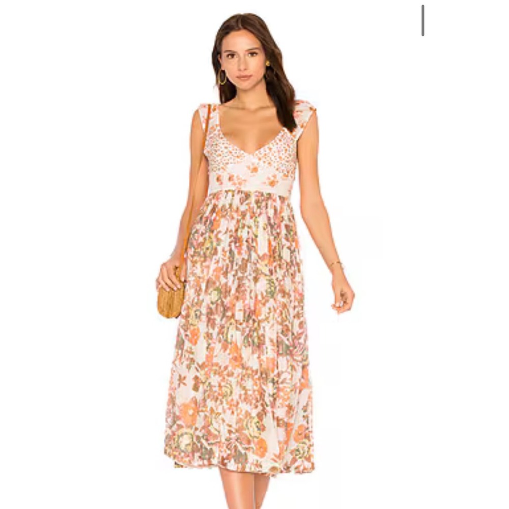 Free people women's medium love you midi dress floral babydoll prairiecore
